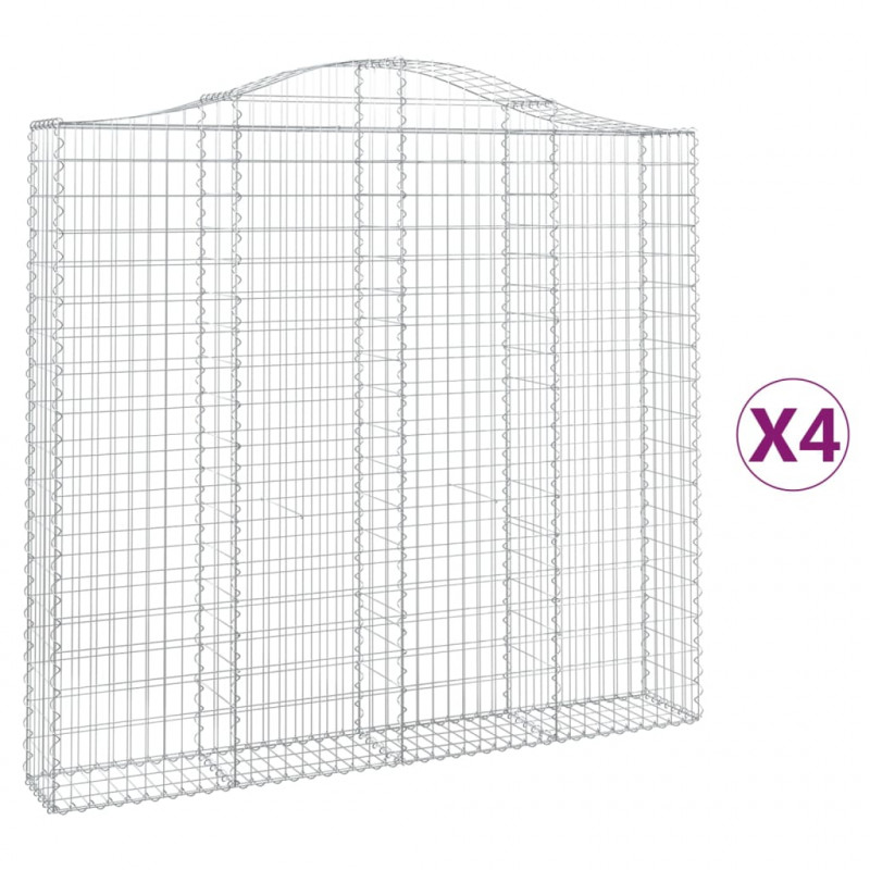 Kosze gabionowe, 4 szt, 200x30x180/200 cm, galwanizowane żelazo