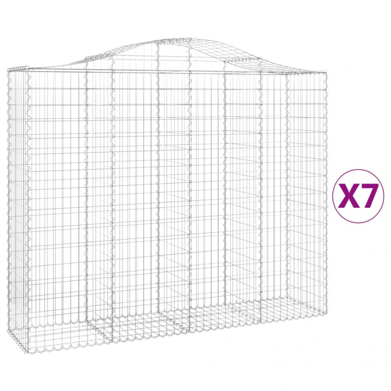 Kosze gabionowe, 7 szt, 200x50x160/180 cm, galwanizowane żelazo