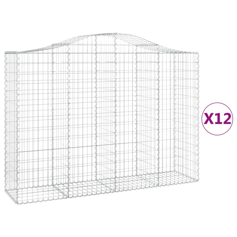 Kosze gabionowe, 12 szt, 200x50x140/160cm, galwanizowane żelazo