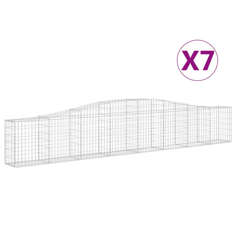 Kosze gabionowe, 7 szt, 400x30x60/80 cm, galwanizowane żelazo