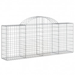 Kosze gabionowe, 14 szt, 200x30x80/100 cm, galwanizowane żelazo