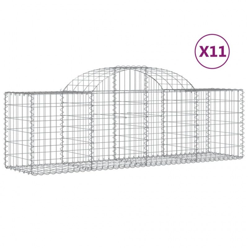 Kosze gabionowe, 11 szt, 200x50x60/80 cm, galwanizowane żelazo