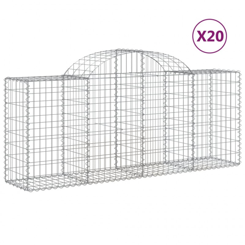 Kosze gabionowe, 20 szt, 200x50x80/100 cm, galwanizowane żelazo