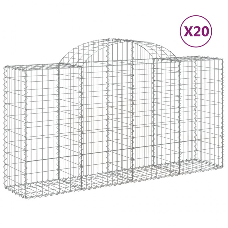 Kosze gabionowe, 20 szt, 200x50x100/120cm, galwanizowane żelazo