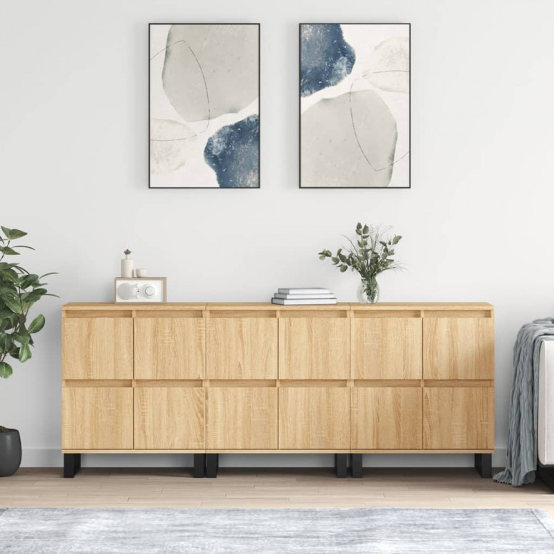 Szafki, 3 szt., dąb sonoma, materiał drewnopochodny