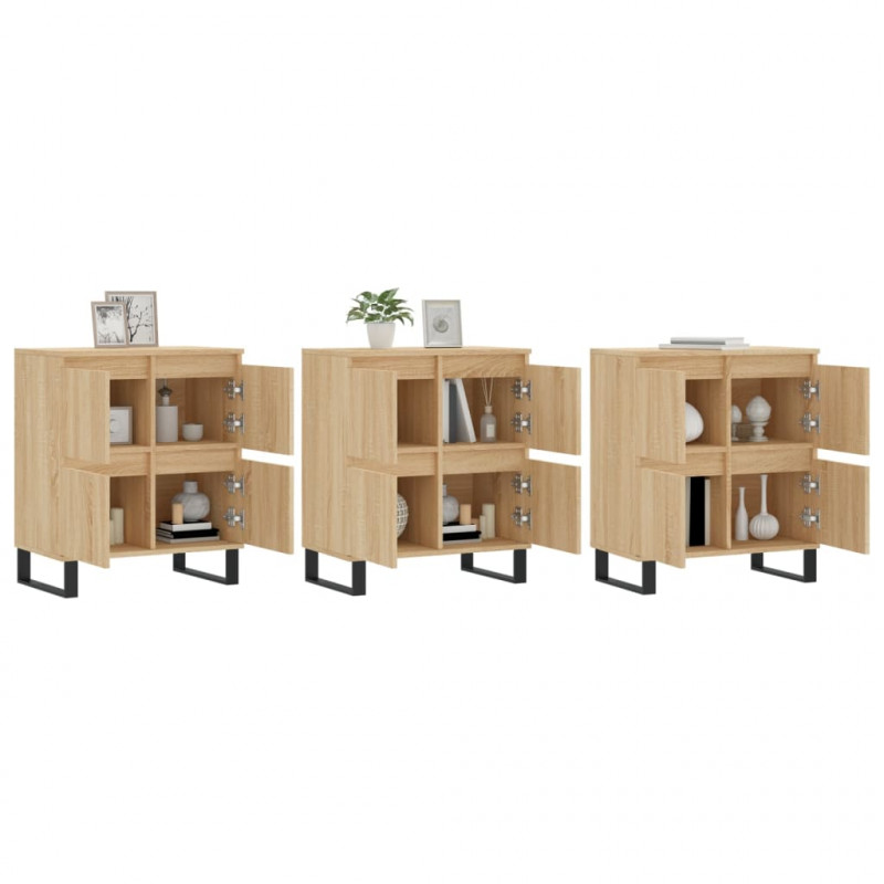 Szafki, 3 szt., dąb sonoma, materiał drewnopochodny