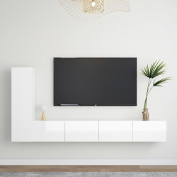 3-cz. zestaw szafek TV, biały, wysoki połysk