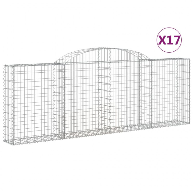 Kosze gabionowe, 17 szt, 300x30x100/120cm, galwanizowane żelazo