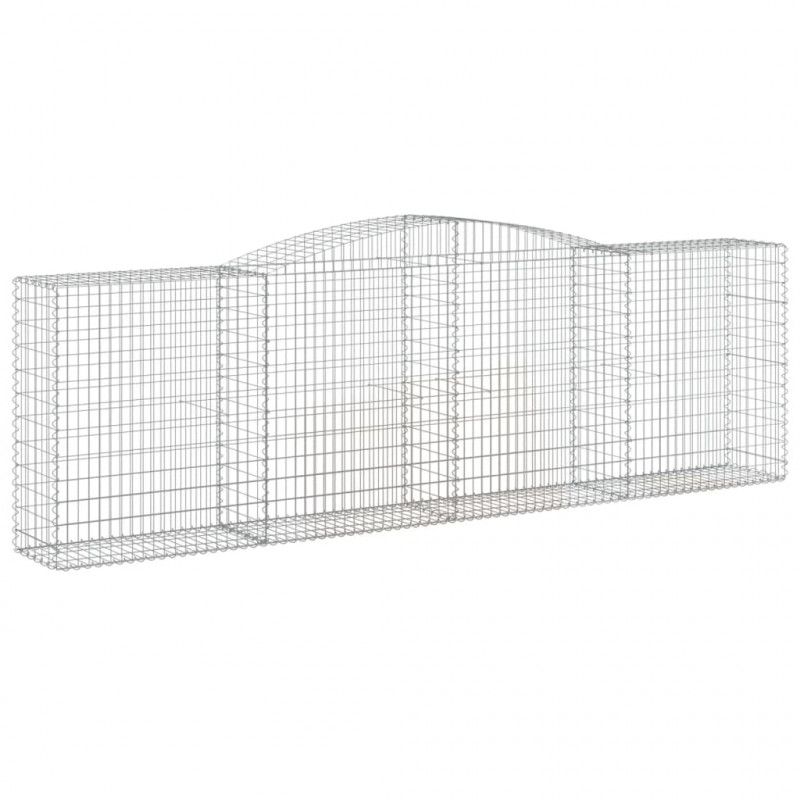 Kosze gabionowe, 7 szt, 400x50x120/140 cm, galwanizowane żelazo