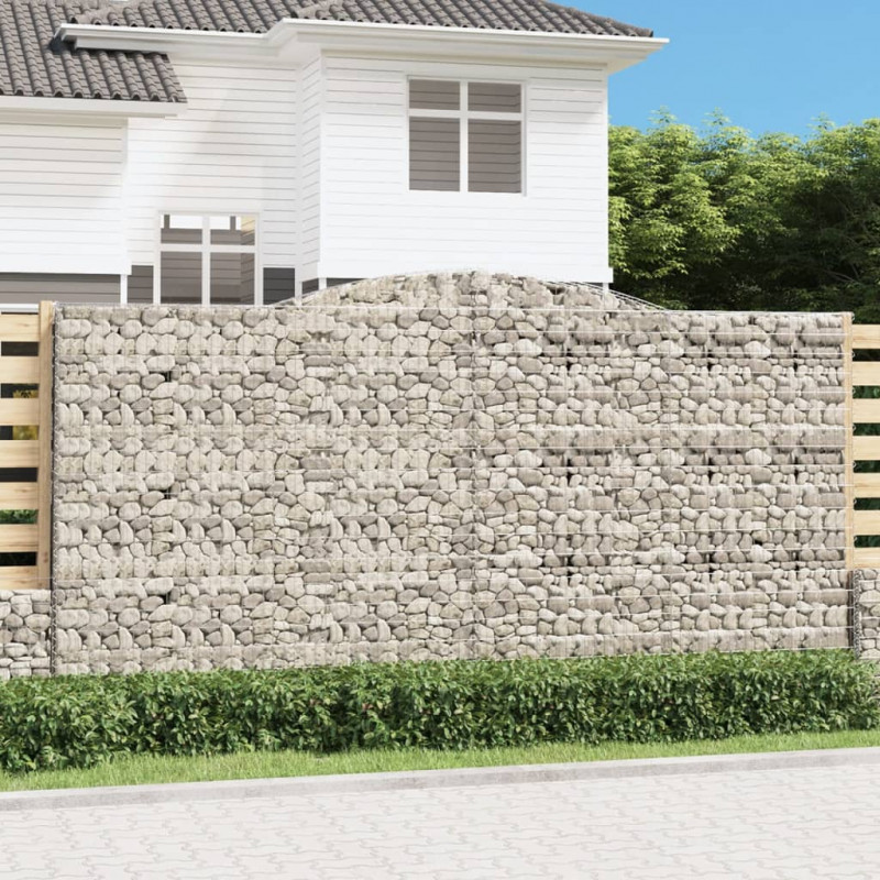 Kosze gabionowe, 2 szt, 400x50x200/220 cm, galwanizowane żelazo