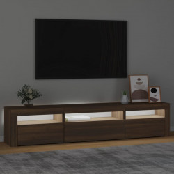 Szafka pod TV z oświetleniem LED, brązowy dąb, 195x35x40 cm