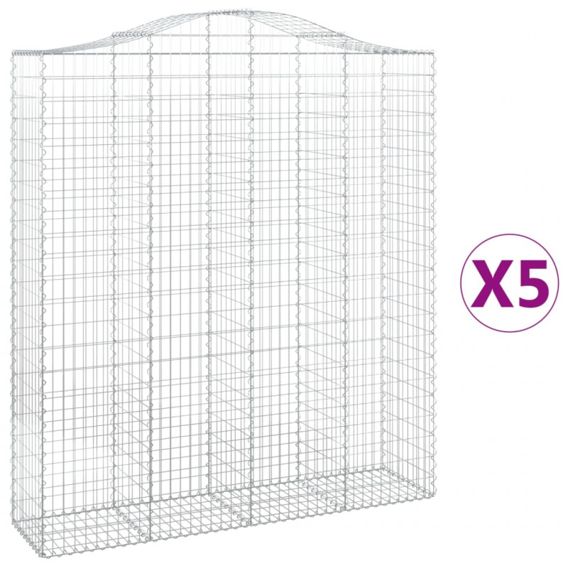 Kosze gabionowe, 5 szt, 200x50x220/240 cm, galwanizowane żelazo
