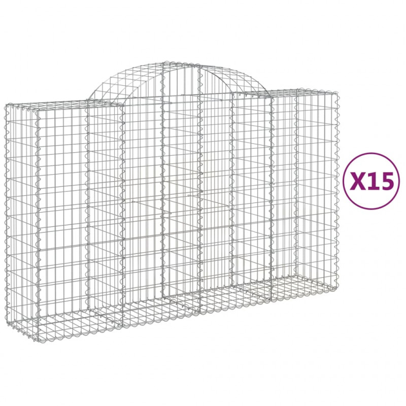 Kosze gabionowe, 15 szt, 200x50x120/140cm, galwanizowane żelazo