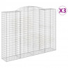 Kosze gabionowe, 3 szt, 300x50x220/240 cm, galwanizowane żelazo
