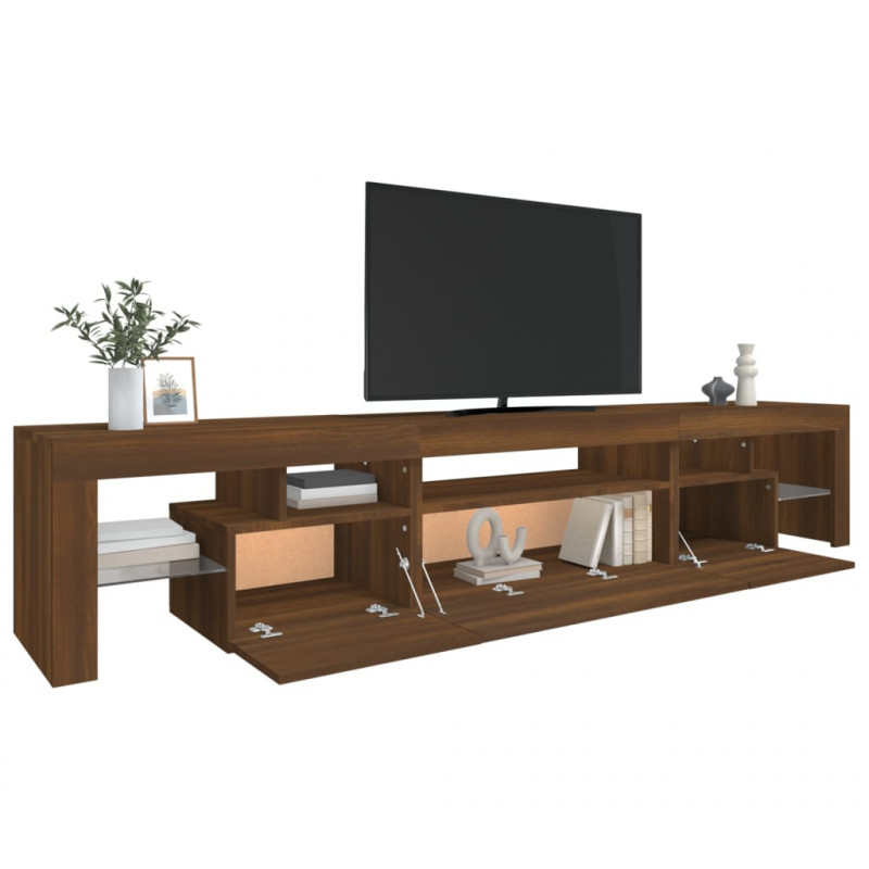 Szafka pod TV z oświetleniem LED, brązowy dąb, 215x36,5x40 cm