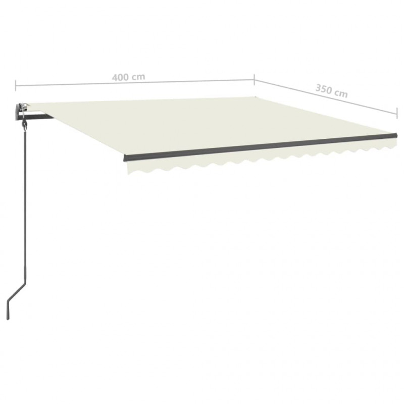 Ręcznie zwijana markiza z LED, 4x3,5 m, kremowa
