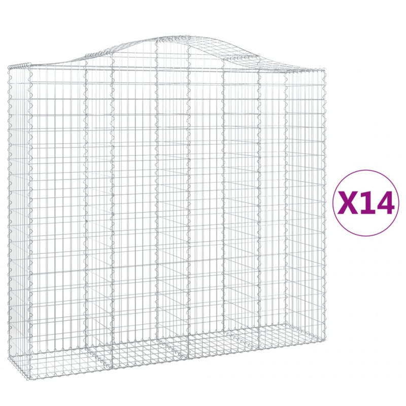Kosze gabionowe, 14 szt, 200x50x180/200cm, galwanizowane żelazo