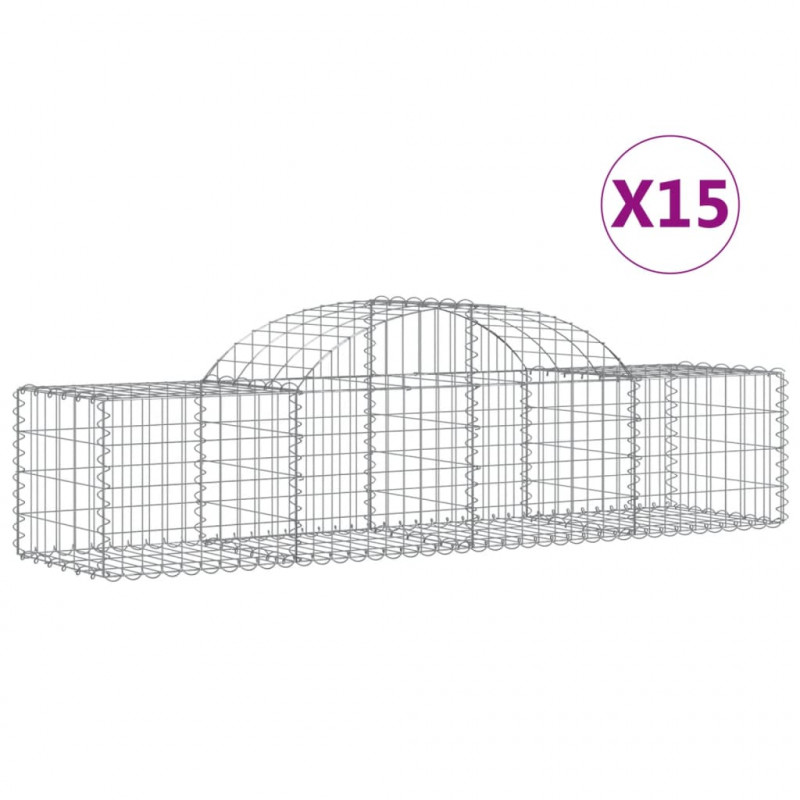 Kosze gabionowe, 15 szt, 200x50x40/60 cm, galwanizowane żelazo