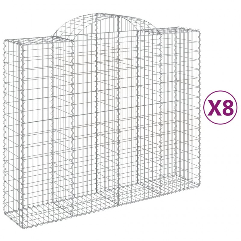 Kosze gabionowe, 8 szt, 200x50x160/180 cm, galwanizowane żelazo
