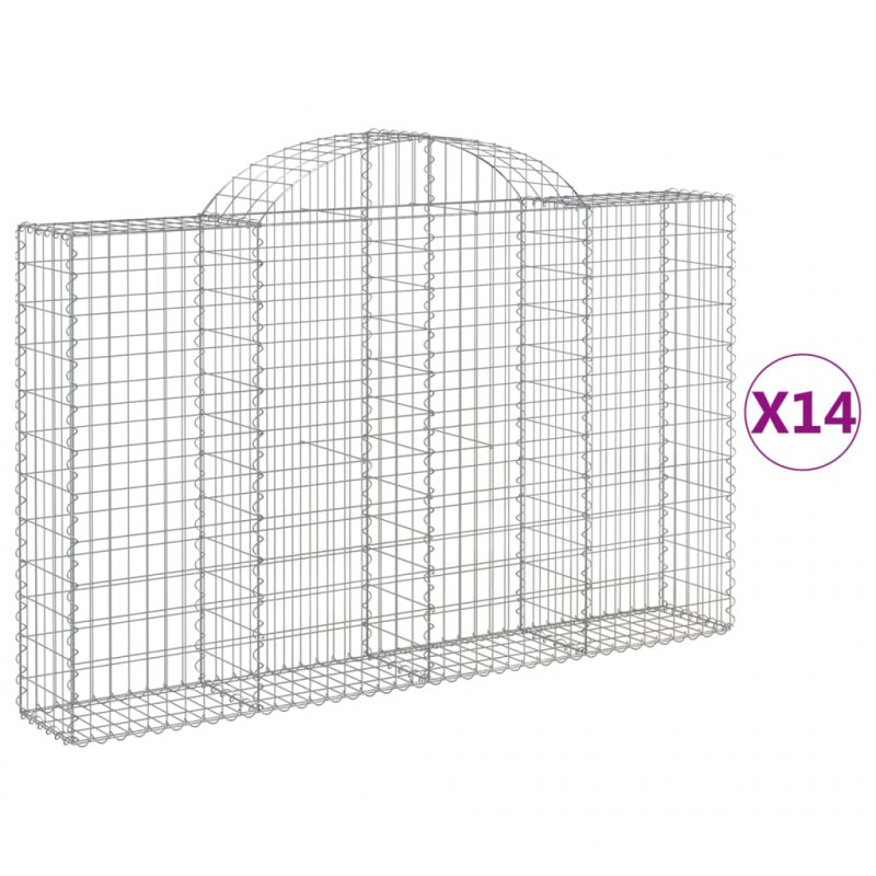 Kosze gabionowe, 14 szt, 200x30x120/140cm, galwanizowane żelazo