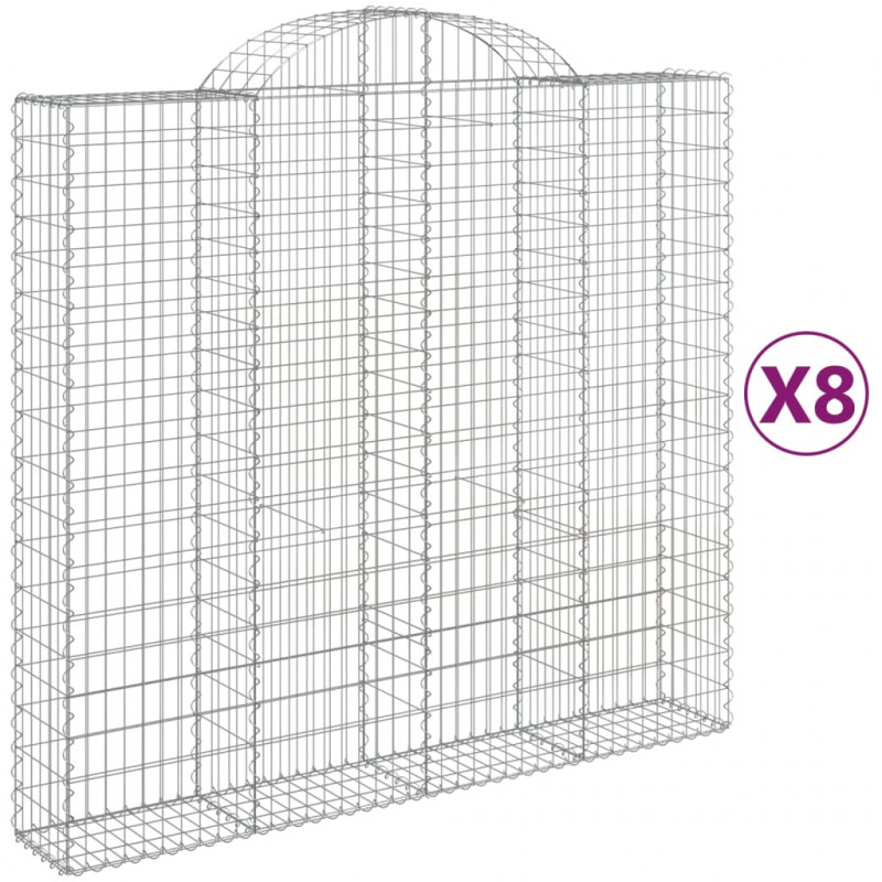 Kosze gabionowe, 8 szt, 200x50x180/200 cm, galwanizowane żelazo
