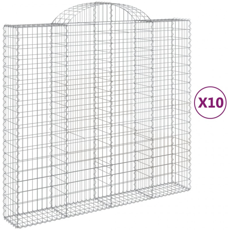 Kosze gabionowe, 10 szt, 200x50x180/200cm, galwanizowane żelazo