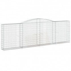 Kosze gabionowe, 7 szt, 400x30x120/140 cm, galwanizowane żelazo