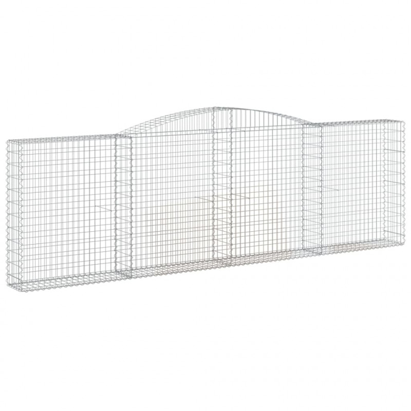 Kosze gabionowe, 7 szt, 400x30x120/140 cm, galwanizowane żelazo