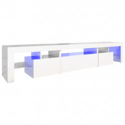 Szafka pod TV z oświetleniem LED, biała, 215x36,5x40 cm