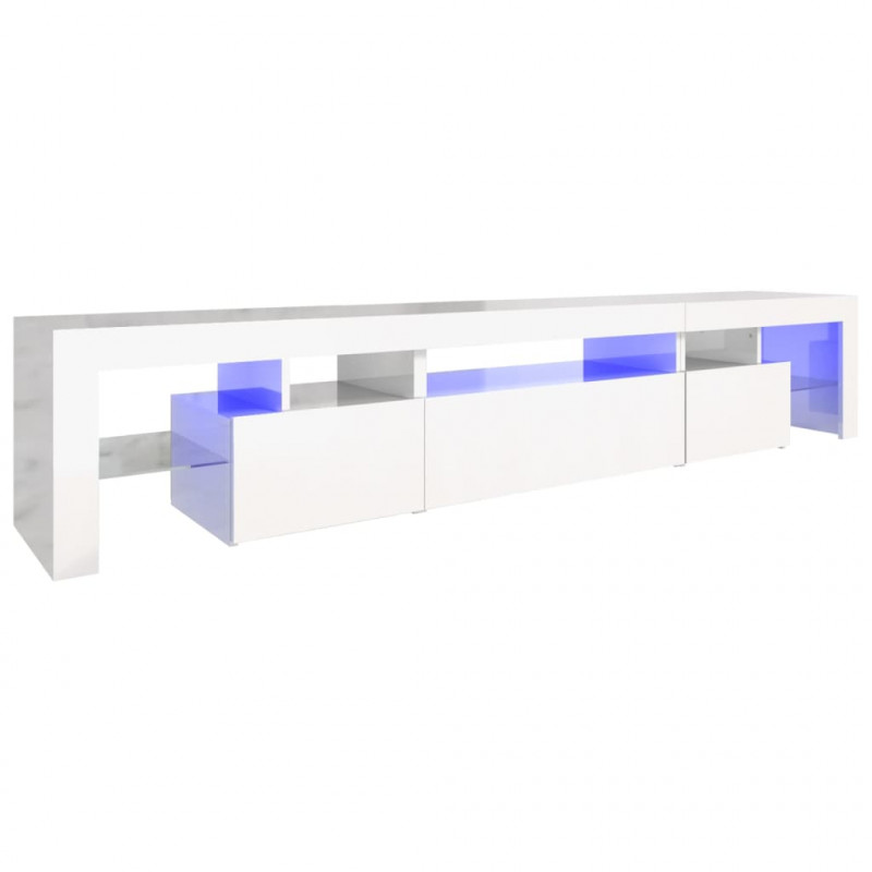 Szafka pod TV z oświetleniem LED, biała, 215x36,5x40 cm