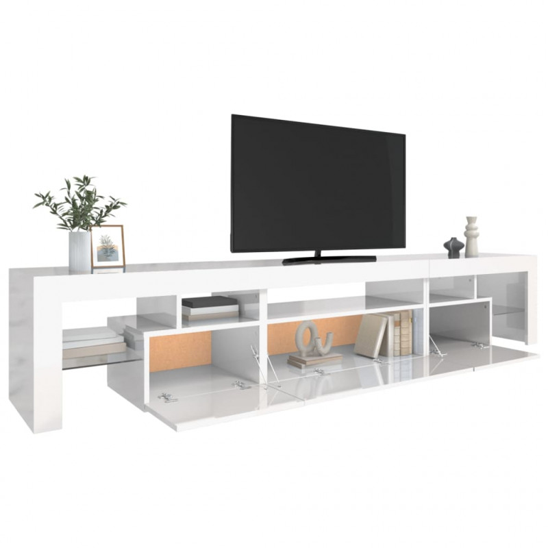 Szafka pod TV z oświetleniem LED, biała, 215x36,5x40 cm