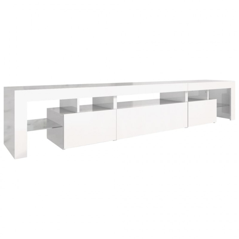 Szafka pod TV z oświetleniem LED, biała, 215x36,5x40 cm