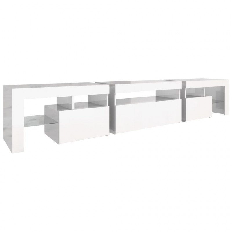 Szafka pod TV z oświetleniem LED, biała, 215x36,5x40 cm