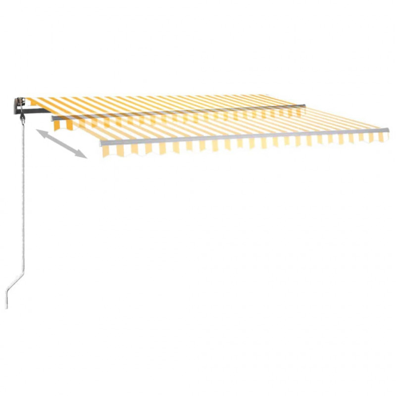 Ręcznie zwijana markiza z LED, 450x350 cm, żółto-biała