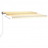 Ręcznie zwijana markiza z LED, 450x350 cm, żółto-biała