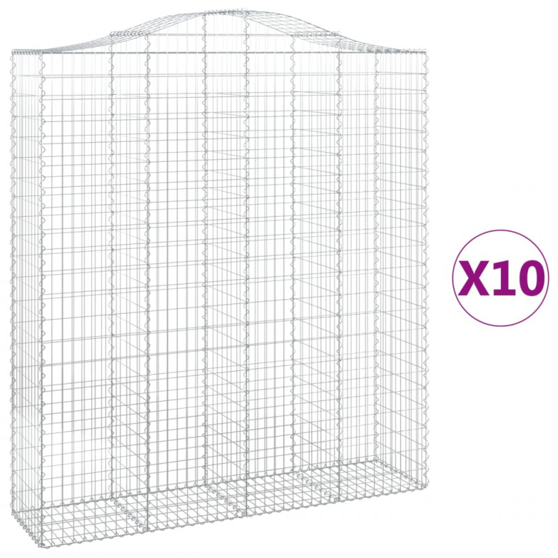 Kosze gabionowe, 10 szt, 200x50x220/240cm, galwanizowane żelazo