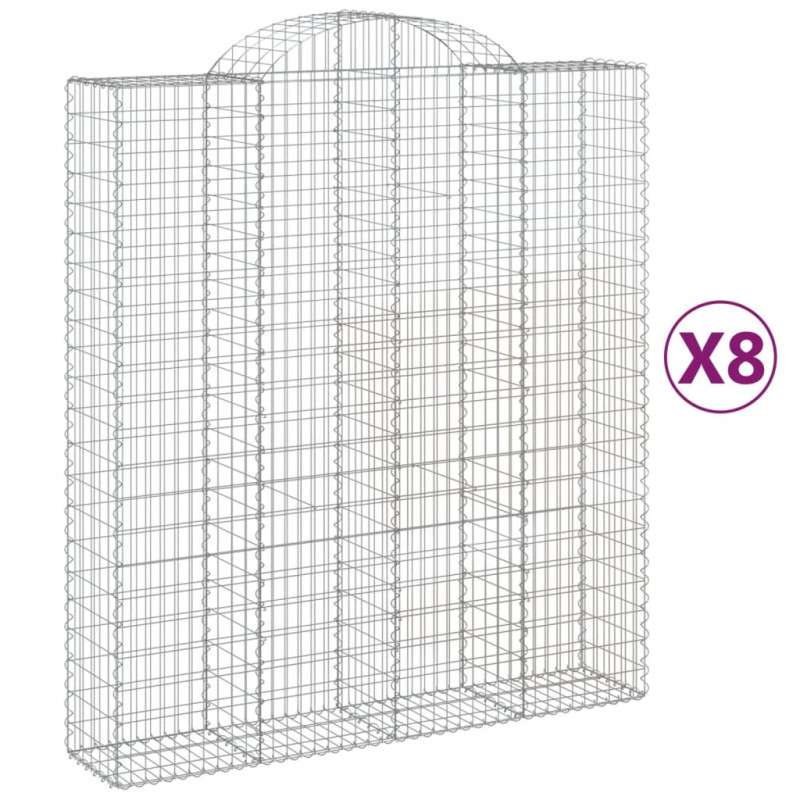 Kosze gabionowe, 8 szt, 200x50x220/240 cm, galwanizowane żelazo