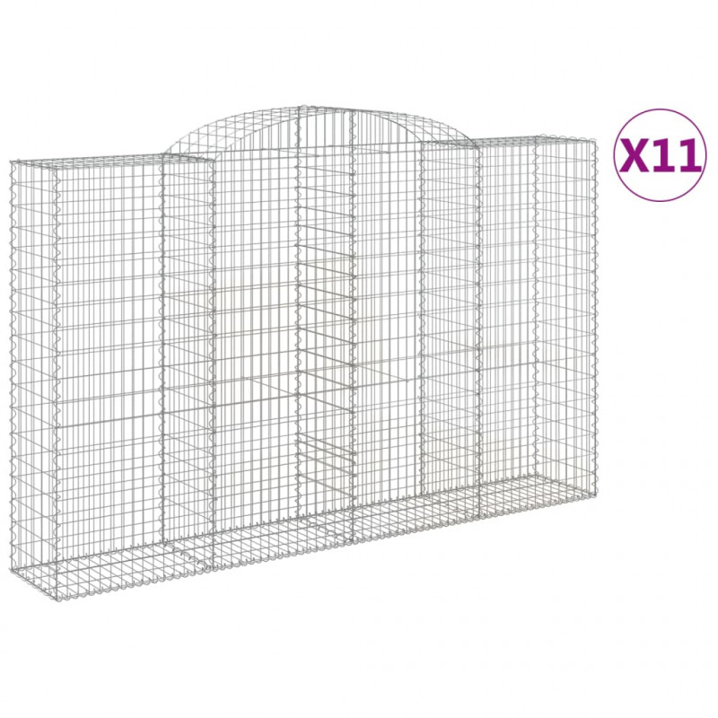 Kosze gabionowe, 11 szt, 300x50x180/200cm, galwanizowane żelazo