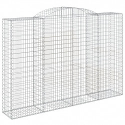 Kosze gabionowe, 5 szt, 300x50x200/220 cm, galwanizowane żelazo