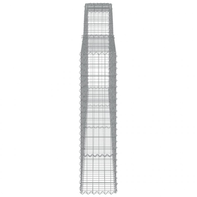 Kosze gabionowe, 9 szt, 400x30x120/140 cm, galwanizowane żelazo