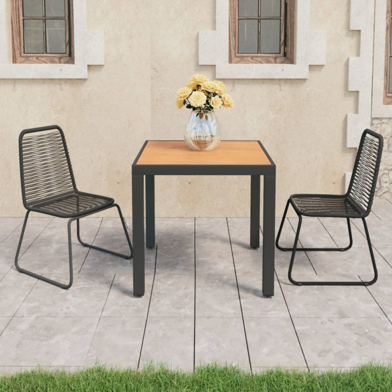 3-częściowy zestaw mebli ogrodowych, rattan PVC, czarno-brązowy