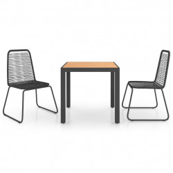 3-częściowy zestaw mebli ogrodowych, rattan PVC, czarno-brązowy