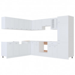 14-cz. zestaw szafek kuchennych, biały, płyta wiórowa