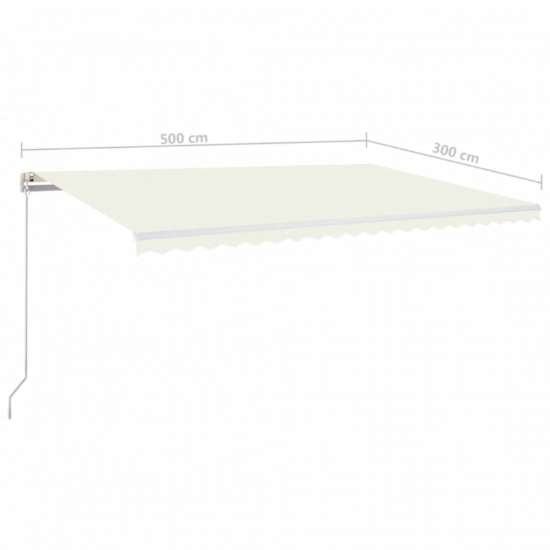 Ręcznie zwijana markiza z LED, 500 x 300 cm, kremowa