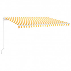 Ręcznie zwijana markiza z LED, 450x350 cm, żółto-biała