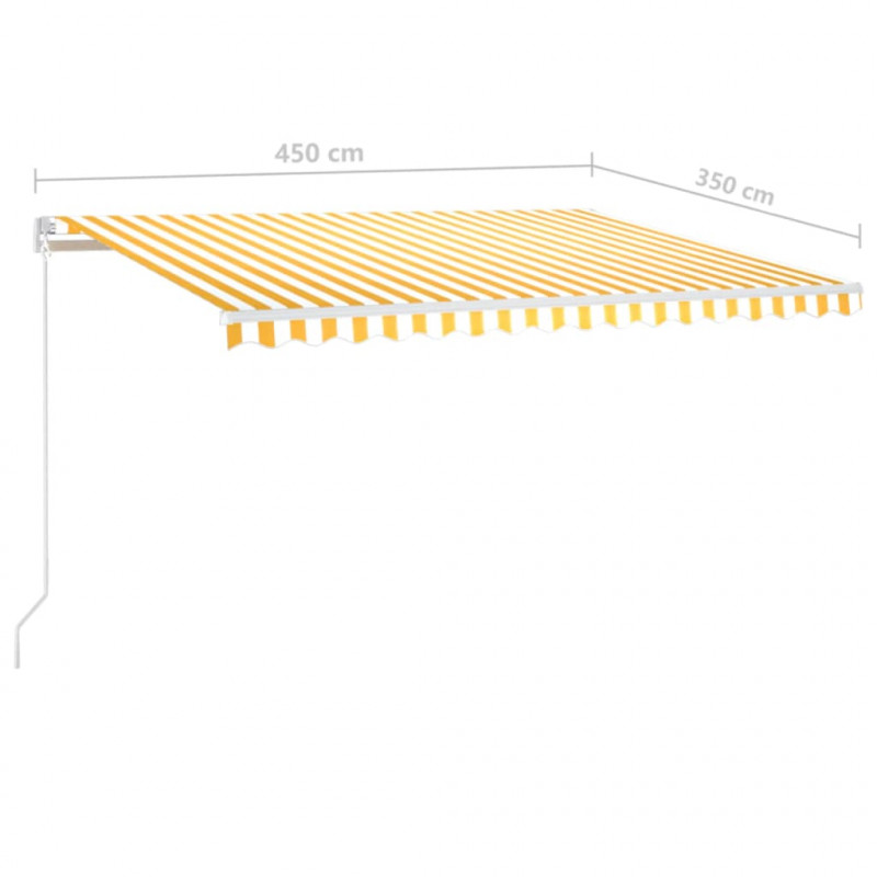Ręcznie zwijana markiza z LED, 450x350 cm, żółto-biała