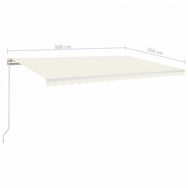 Ręcznie zwijana markiza z LED, 500x350 cm, kremowa
