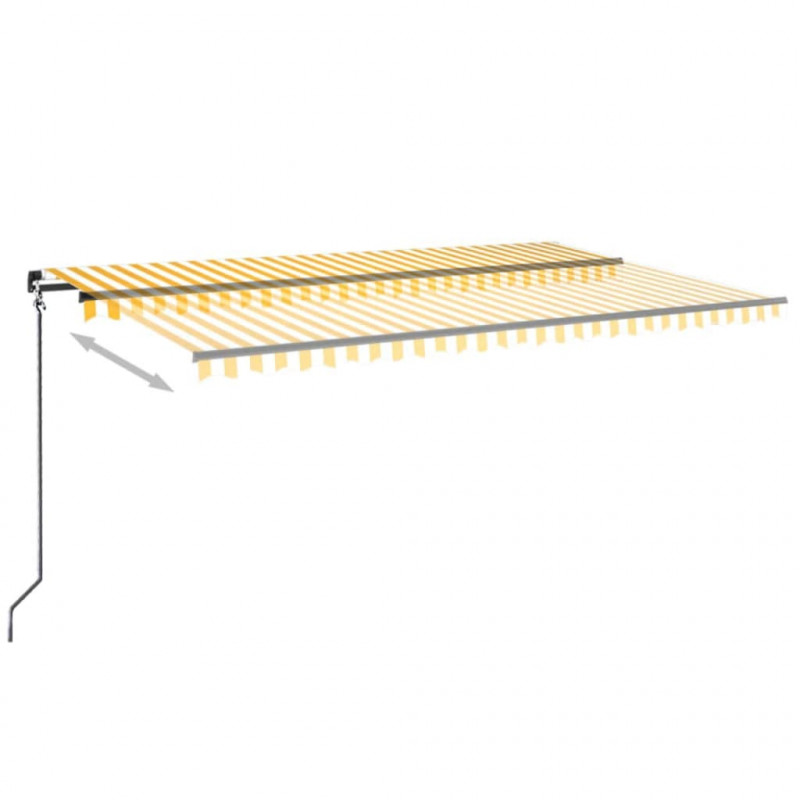 Ręcznie zwijana markiza z LED, 500x350 cm, żółto-biała