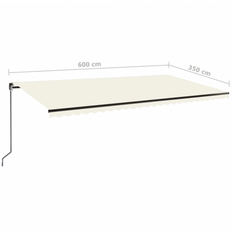 Ręcznie zwijana markiza z LED, 600x350 cm, kremowa