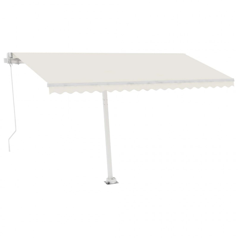 Ręcznie zwijana markiza z LED, 450x350 cm, kremowa